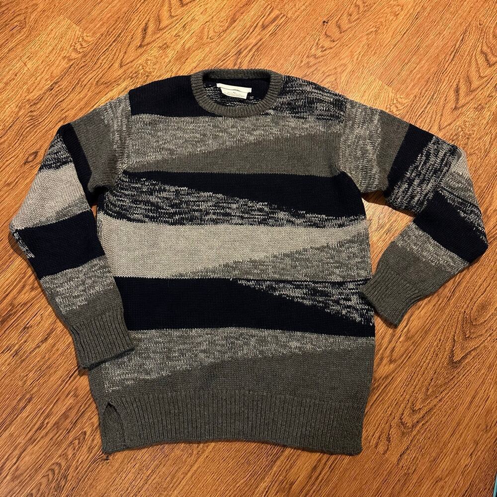 Outerknown blue gray organic cotton/baby alpaca sweater soft knit cozy crewneck